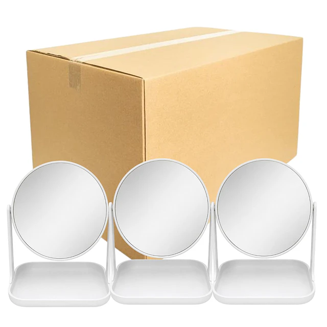 Caja de 12 Espejos de Maquillaje Doble Cara con Base Organizadora   (Colores Surtidos) - AU302