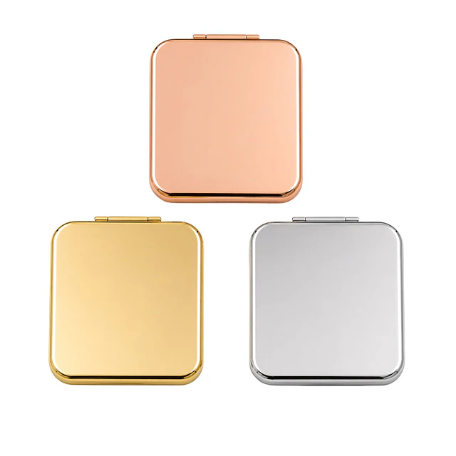 Espejo de Cartera Doble Aumento Glam Square (Mediano) Colores Surtidos - AU310 