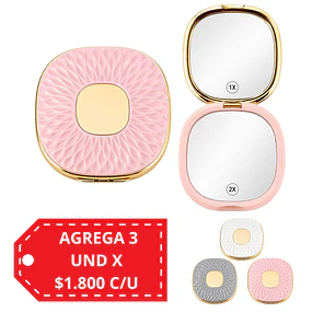 Espejo de Cartera Doble Aumento Glam Pink Gold Colores Surtidos - AU313