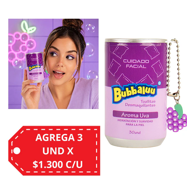 Toallas Desmaquillantes Bubbaluu en tarro 30 Unidades - 1860 UVA 