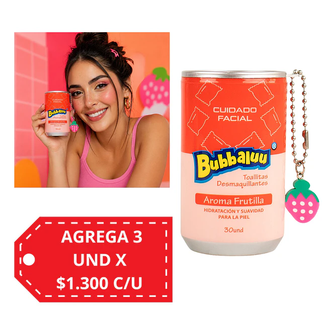 Toallas Desmaquillantes Bubbaluu en tarro 30 Unidades - 1862 FRUTILLA