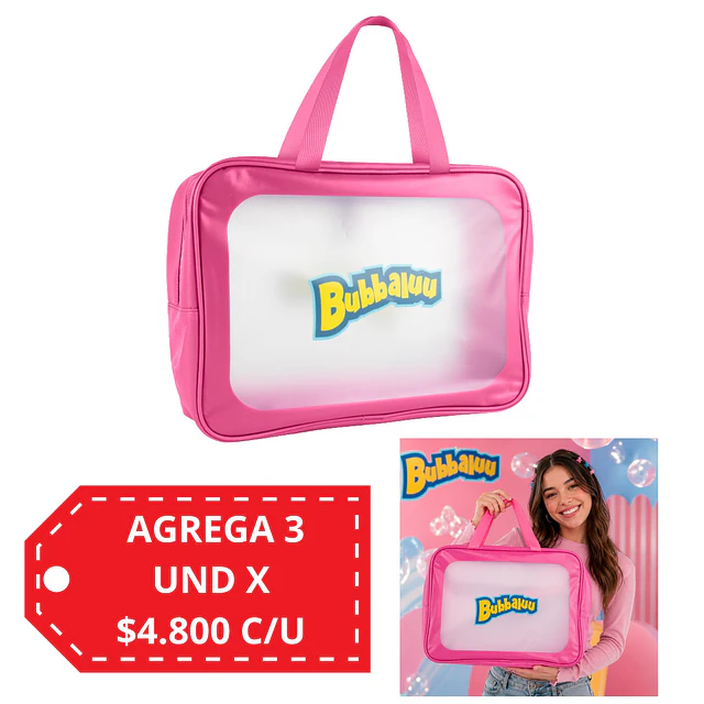 Bolso Multiuso Bubbaluu Transparente con Asa - Rosado 1947
