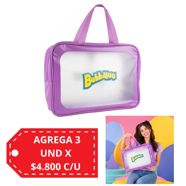 Bolso Multiuso Bubbaluu Transparente con Asa - Rosado 1946