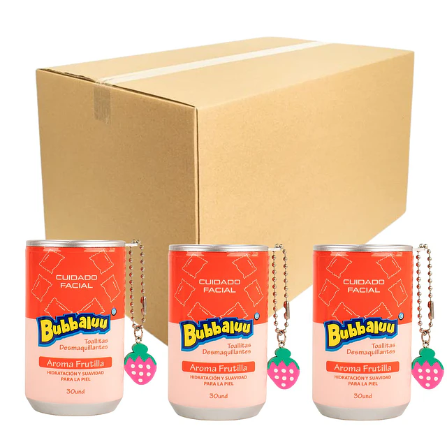 Caja de 24 Toallas Desmaquillantes Bubbaluu en tarro 30 Unidades - 1862 FRUTILLA