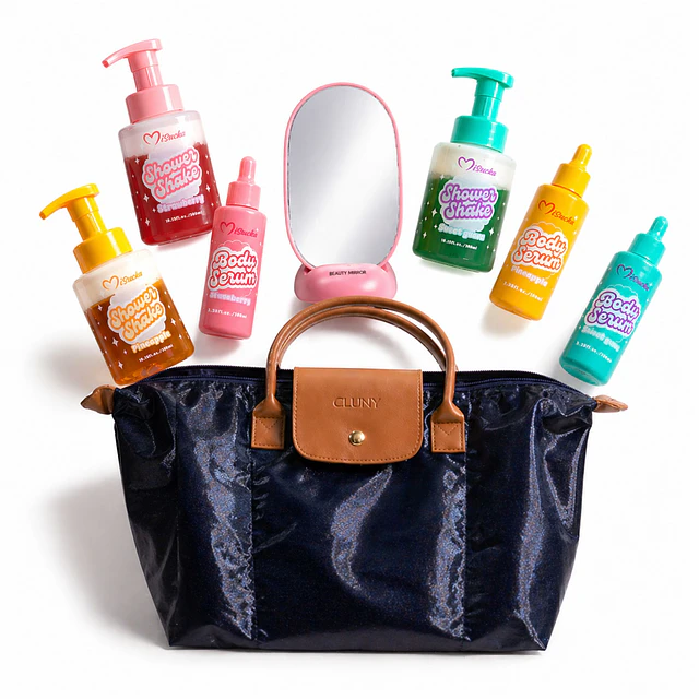 Kit de Cuidado Corporal Misucka + Espejo, Incluye Bolso Cluny - 8 Piezas 