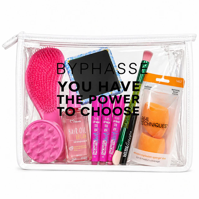 Kit Regalo Belleza con Cosmetiquero Transparente y Accesorios - 11 Piezas 
