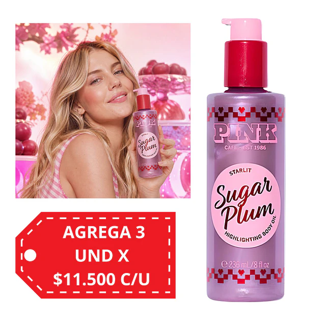 Aceite Corporal Iluminador PINK Victorias Secret - 236 ML - SUGAR PLUM 