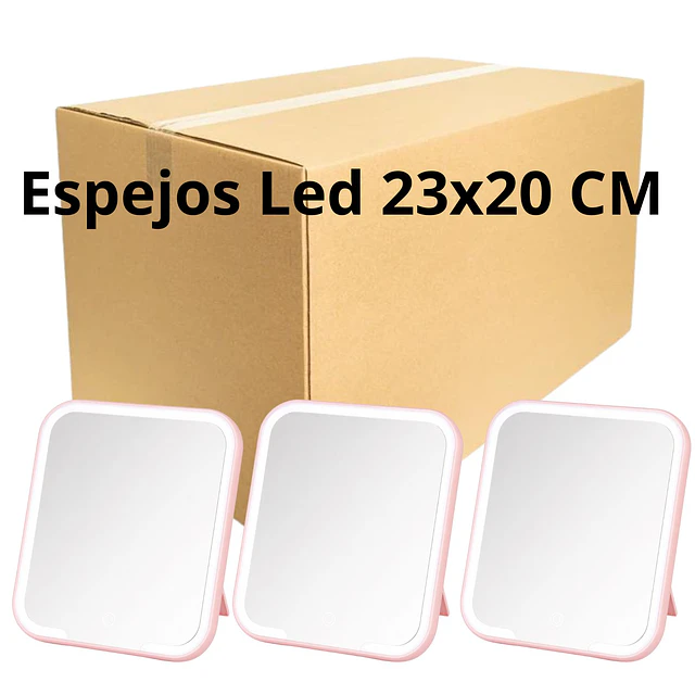 Caja de 6 Espejos Led Tactil de Tocador (Colores Surtidos) 23 x 20 CM Incluye USB - AW19