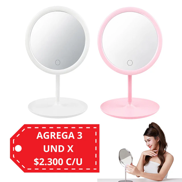 Espejo Led de Tocador Redondo USB (Colores Surtidos) Venta Unitaria - AW20 