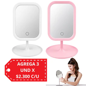 Espejo Led de Tocador Cuadrado USB (Colores Surtidos) Venta Unitaria - AW21
