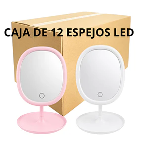 Caja de 12 Espejos LED de Tocador Ovalado USB (Colores Surtidos)