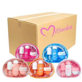 Caja de 20 Mini Set Misucka Showe Gel, Body Mist y Manteca Corporal - 3 Piezas SURTIDOS 