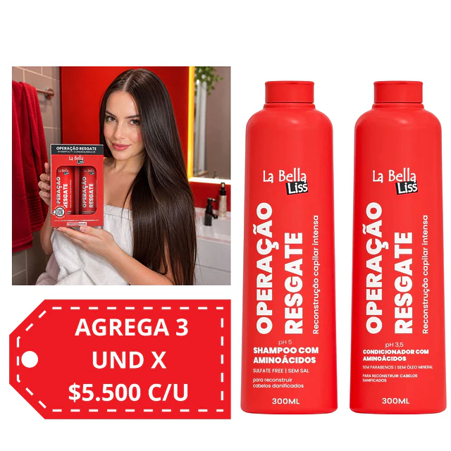 Pack de Shampoo y Acondicionador La Bella Liss - Operación Rescate 600 ML 