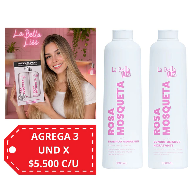 Pack de Shampoo y Acondicionador La Bella Liss - Rosa Mosqueta 600 ML 