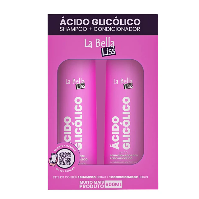 Pack de Shampoo y Acondicionador La Bella Liss - Ácido Glicólico 600 ML 