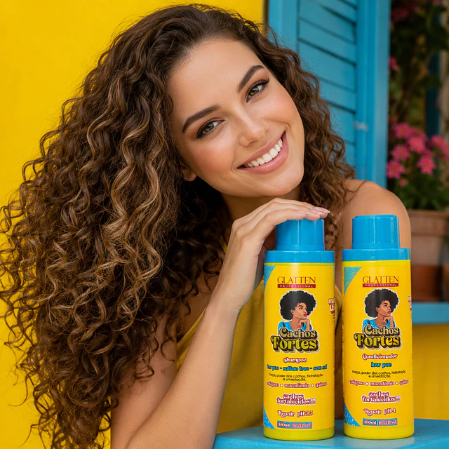 Pack Shampoo y Acondicionador Glatten Professional - Rizos Fuertes 450 ML 