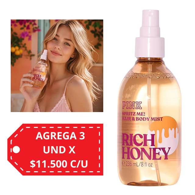 Body Mist y Perfume para Cabello Pink Victorias Secret 236 ML - RICH HONEY 