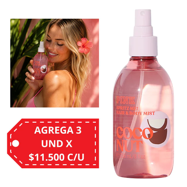 Body Mist y Perfume para Cabello Pink Victorias Secret 236 ML - COCONUT