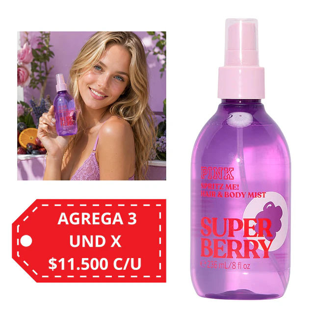 Body Mist y Perfume para Cabello Pink Victorias Secret 236 ML - SUPER BERRY