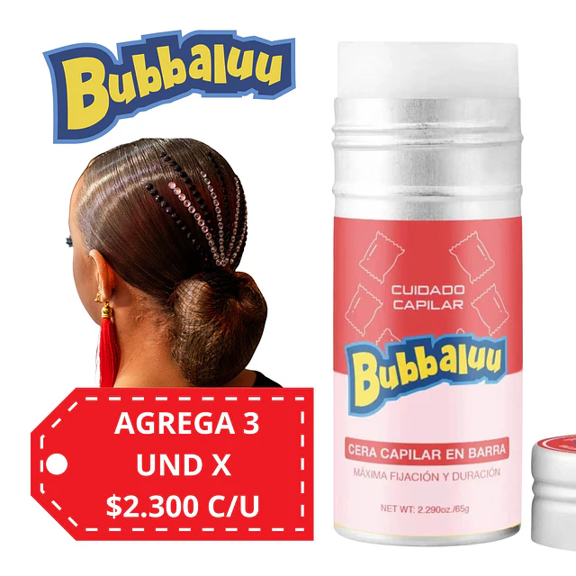 Cera Capilar en Barra Bubbaluu - Frutilla 65g - 2724