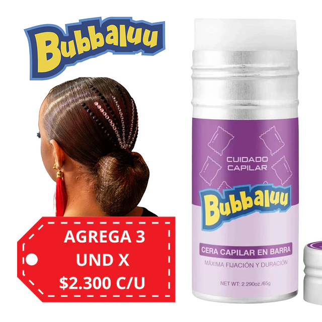 Cera Capilar en Barra Bubbaluu - Uva 65g - 2722