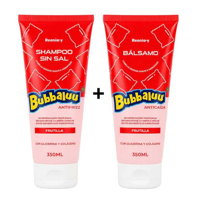 Pack Shampo y Balsamo Bubbaluu Frutilla 350ml 