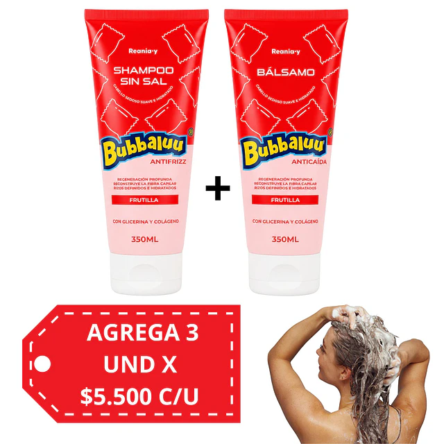 Pack Shampo y Balsamo Bubbaluu Frutilla 350ml 