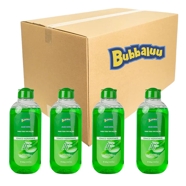 Caja de 12 Tonicos Hidratantes Bubbaluu - Aloe Vera 400ml - 1874