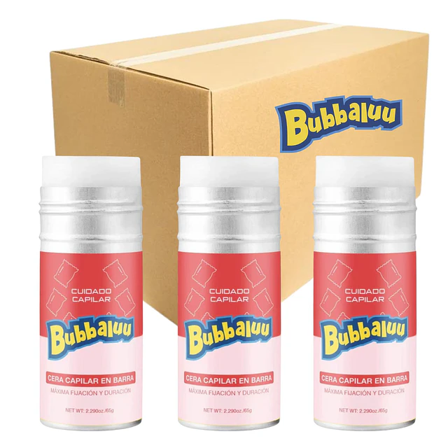 Caja de 12 Ceras Capilares en Barra Bubbaluu - Frutilla 65g - 2724