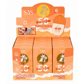Caja de 12 Protectores Solares SAS Cosmetics 50g - VITAMINA C SAH135