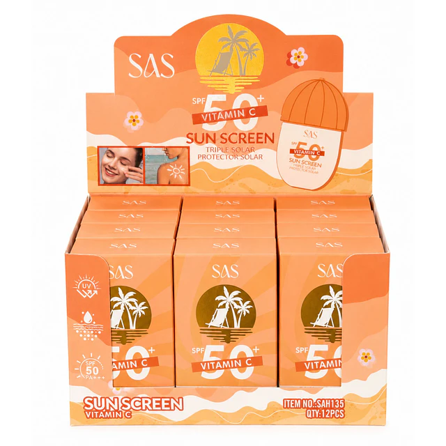 Caja de 12 Protectores Solares SAS Cosmetics 50g - VITAMINA C SAH135