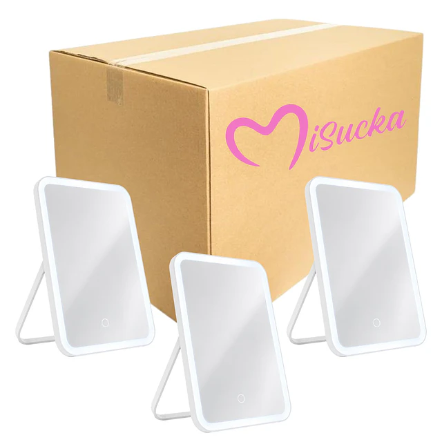 Caja de 6 Espejos Led Táctil de Tocador (Colores Surtidos) 15 x 22 CM Incluye USB - AY08