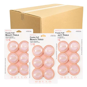 Caja de 12 Set de Borlas de Maquillaje para Polvos Sueltos y Compactos 6 Piezas - AY10 