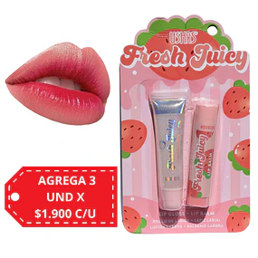 Set Balsamo Labial mas Brillo Labial Ushas - Frutilla