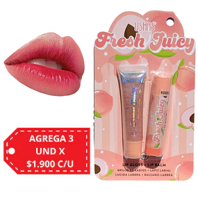 Set Balsamo Labial mas Brillo Labial Ushas - Durazno