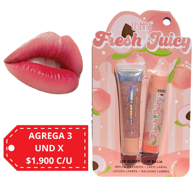 Set Balsamo Labial mas Brillo Labial Ushas - Durazno