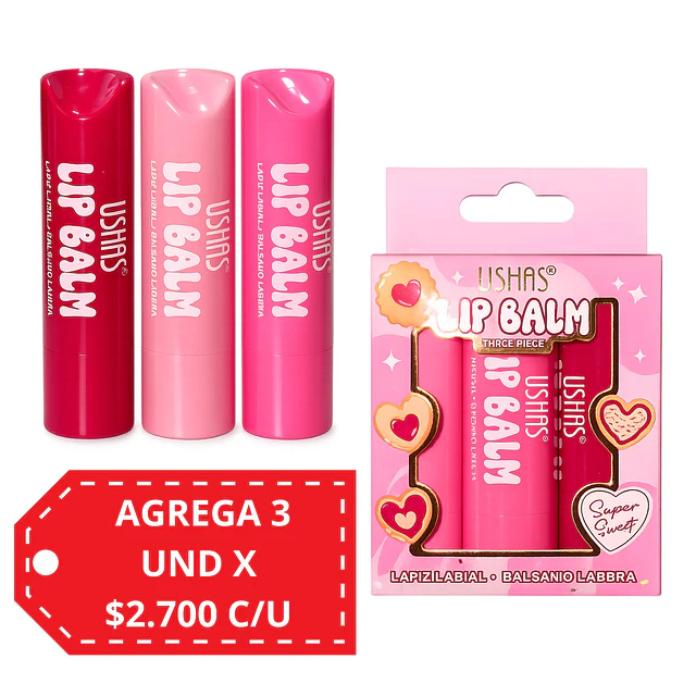Pack de 3 Bálsamos Labiales Ushas Lip Balm Hidratantes - 1517