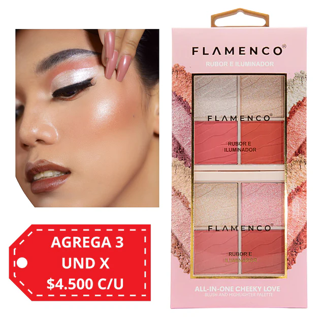Paleta de Rubor e Iluminador All In One Cheeky Love Flamenco - 3531 