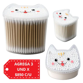 Cotonitos de Algodón en Dispensador Gatito 200 Unidades - 0297