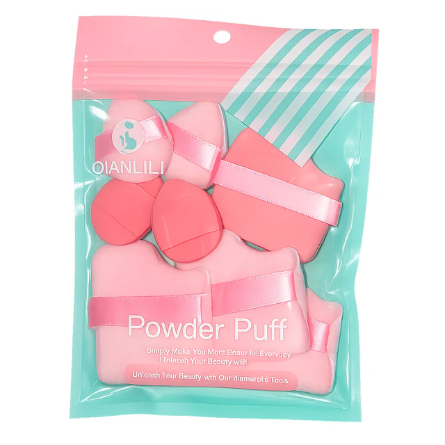 Set de Borlas para Maquillaje Powder Puff 8 Piezas Colores Surtidos - 3523
