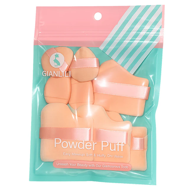 Set de Borlas para Maquillaje Powder Puff 8 Piezas Colores Surtidos - 3523