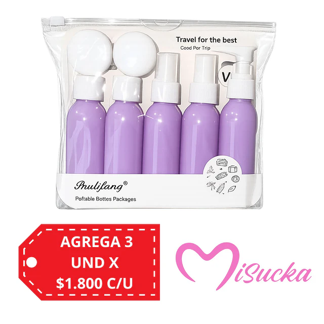 Set de Viaje con Botellas y Envases Recargables 7 Piezas - 2032