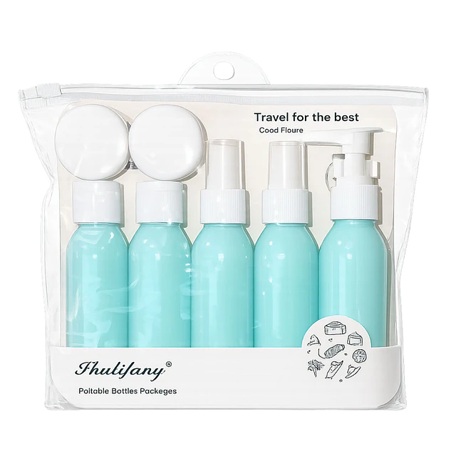 Set de Viaje con Botellas y Envases Recargables 7 Piezas - 2032