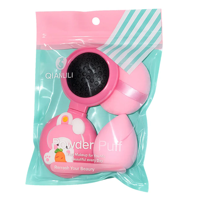 Set de Esponjas más un Cepillo con Espejo de Cartera Colores Surtidos - 3524