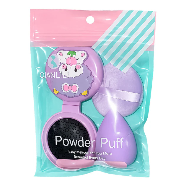 Set de Esponjas más un Cepillo con Espejo de Cartera Colores Surtidos - 3524