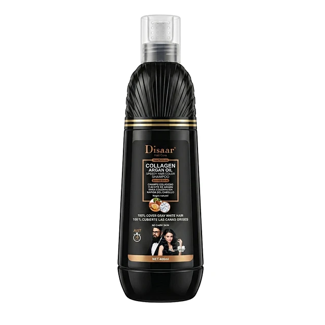 Shampoo para Cubrir Canas Disaar Colágeno y Argán - Negro 400 ml 5028-1