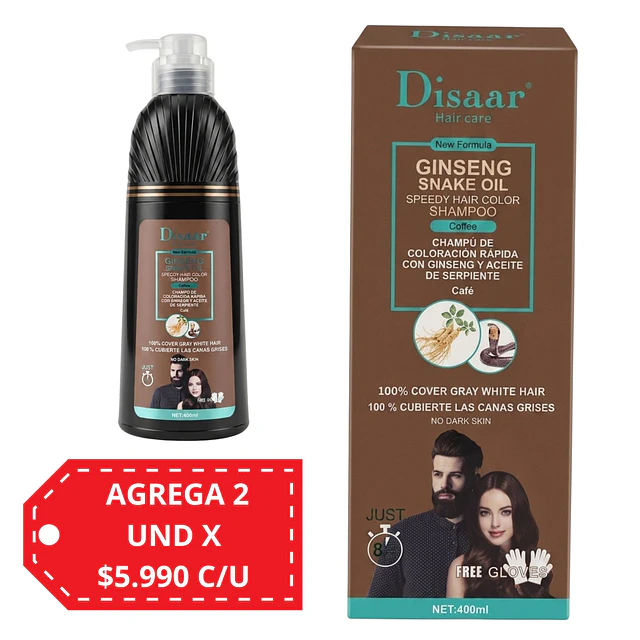 Shampoo para Cubrir Canas Disaar Ginseng Color - Café 400 ml 5104-1