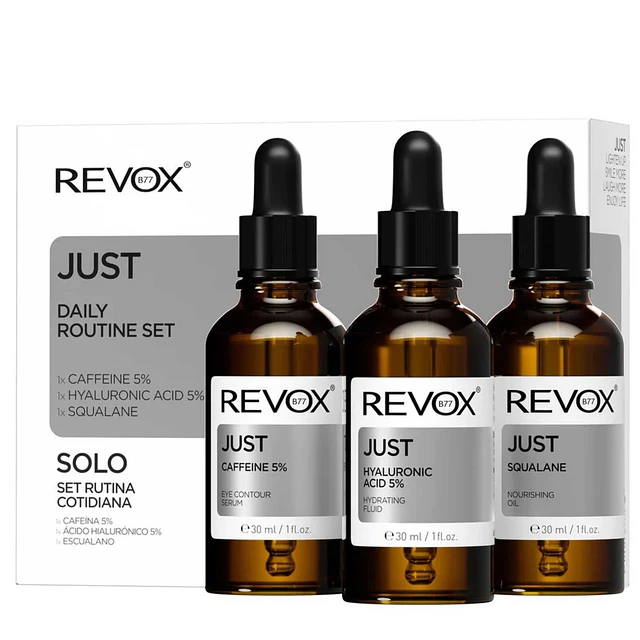 Set de Rutina Facial Revox Cafeina Acido Hialurico y Escualano - 3 Piezas