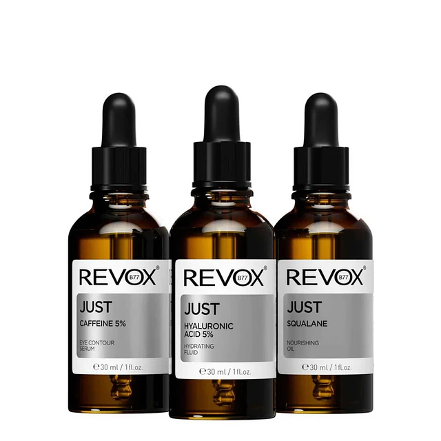 Set de Rutina Facial Revox Cafeina Acido Hialurico y Escualano - 3 Piezas