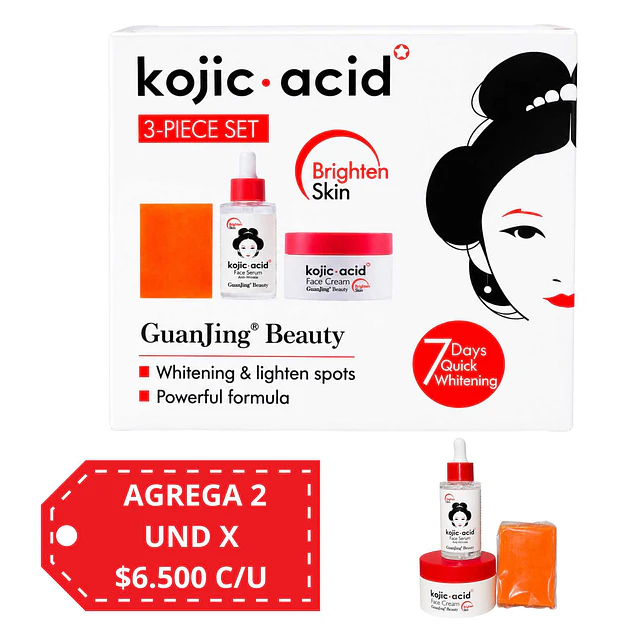 Set Aclarante con Acido Kojico GuanJing Beauty 3 Piezas